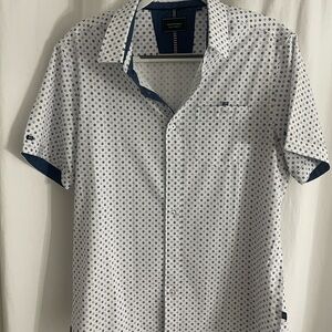 7 Diamonds White and Blue Casual Button Down Shirt